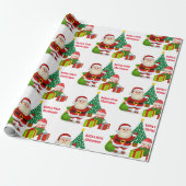Eerste Kerstmis Baby's persoonlijke naam Elf Cadeaupapier (Uitgerold)