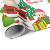 Eerste Kerstmis Baby's persoonlijke naam Elf Cadeaupapier (Rol Hoek)