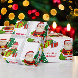 Eerste Kerstmis Baby's persoonlijke naam Elf Cadeaupapier