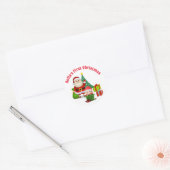 Eerste Kerstmis Baby's persoonlijke naam Elf Ronde Sticker (Envelop)