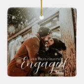 Eerste Kerstmis betrokken 1 foto Waterverf bos Keramisch Ornament (Achterkant)