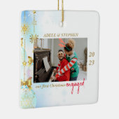 Eerste Kerstmis Betrokken 2 Foto Moderne Kerstmis Keramisch Ornament (Rechts)