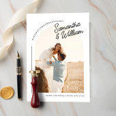 Eerste Kerstmis Betrokken Boho Arch Foto Feestdagenkaart