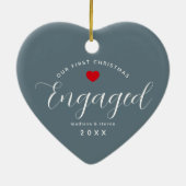 Eerste Kerstmis Betrokken Elegant Custom Heart Keramisch Ornament (Achterkant)