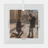 Eerste Kerstmis Betrokken Foto Glas Ornament (Voorkant)