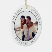 Eerste Kerstmis Betrokken Foto Keepsake Keramisch Ornament (Rechts)