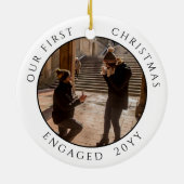 Eerste Kerstmis Betrokken Foto Keepsake Keramisch Ornament (Achterkant)