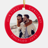 Eerste Kerstmis Betrokken Foto Keepsake Keramisch Ornament (Voorkant)