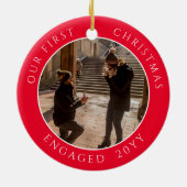 Eerste Kerstmis Betrokken Foto Keepsake Keramisch Ornament (Achterkant)