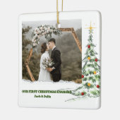 Eerste Kerstmis Betrokken Foto Keramisch Ornament (Links)