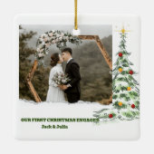 Eerste Kerstmis Betrokken Foto Keramisch Ornament (Achterkant)