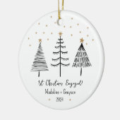 Eerste Kerstmis Betrokken Foto Kerstmis Keramisch Ornament (Links)