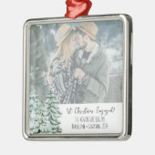 Eerste Kerstmis Betrokken Foto Metalen Ornament (Links)