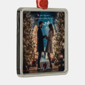 Eerste Kerstmis Betrokken Foto Minimalistisch Mode Metalen Ornament (Rechts)