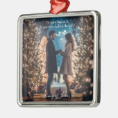 Eerste Kerstmis Betrokken Foto Minimalistisch Mode Metalen Ornament (Links)