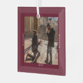 Eerste Kerstmis Betrokken Foto Port Wijn Glas Ornament (Voorkant links)