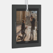 Eerste Kerstmis Betrokken Foto Zwart Glas Ornament (Voorkant Rechts)