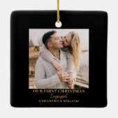 Eerste Kerstmis Betrokken Fotonaam Ornament (Achterkant)
