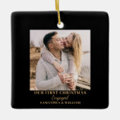 Eerste Kerstmis Betrokken Fotonaam Ornament (Voorkant)
