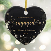 Eerste Kerstmis Betrokken Goud Modern Elegant Unie Keramisch Ornament