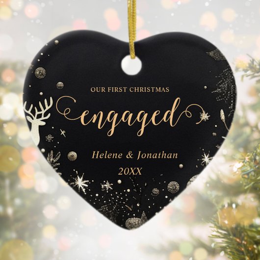 Eerste Kerstmis Betrokken Goud Modern Elegant Unie Keramisch Ornament