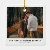 Eerste Kerstmis Betrokken minimale foto Verloving Keramisch Ornament (Achterkant)