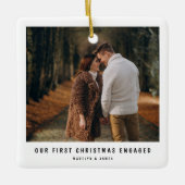 Eerste Kerstmis Betrokken minimale foto Verloving Keramisch Ornament (Voorkant)
