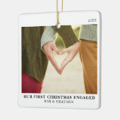 Eerste Kerstmis betrokken minimale Verloving foto Keramisch Ornament (Links)