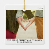 Eerste Kerstmis betrokken minimale Verloving foto Keramisch Ornament (Achterkant)