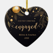 Eerste Kerstmis Betrokken Modern Elegant Paar Goud Keramisch Ornament (Voorkant)