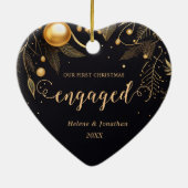 Eerste Kerstmis Betrokken Modern Elegant Paar Goud Keramisch Ornament (Achterkant)