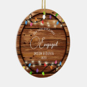 Eerste Kerstmis Betrokken Rustieke String Light Fo Keramisch Ornament (Rechts)