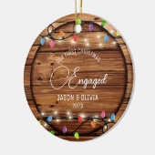 Eerste Kerstmis Betrokken Rustieke String Light Fo Keramisch Ornament (Links)