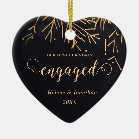 Eerste Kerstmis Betrokken Vakantie Zwart Goud Unie Keramisch Ornament (Voorkant)