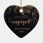 Eerste Kerstmis Betrokken Vakantie Zwart Goud Unie Keramisch Ornament (Achterkant)