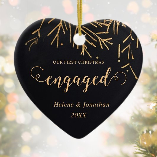 Eerste Kerstmis Betrokken Vakantie Zwart Goud Unie Keramisch Ornament