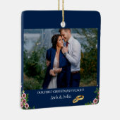 Eerste Kerstmis bezig met Verloving Foto Keramisch Ornament (Rechts)