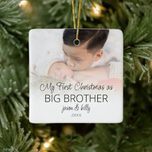 Eerste Kerstmis: Big Brother Photo Overlay Names Keramisch Ornament