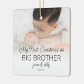 Eerste Kerstmis: Big Brother Photo Overlay Names Keramisch Ornament (Links)