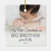 Eerste Kerstmis: Big Brother Photo Overlay Names Keramisch Ornament (Achterkant)