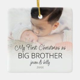 Eerste Kerstmis: Big Brother Photo Overlay Names Keramisch Ornament
