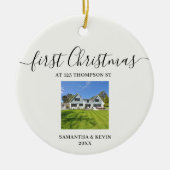 Eerste Kerstmis bij New Home Custom House Foto Keramisch Ornament (Voorkant)