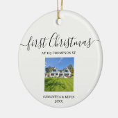Eerste Kerstmis bij New Home Custom House Foto Keramisch Ornament (Links)