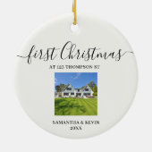 Eerste Kerstmis bij New Home Custom House Foto Keramisch Ornament (Achterkant)