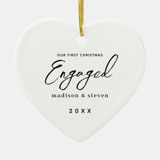 Eerste Kerstmis Bijeengevoegd Chic Script Names He Keramisch Ornament (Voorkant)