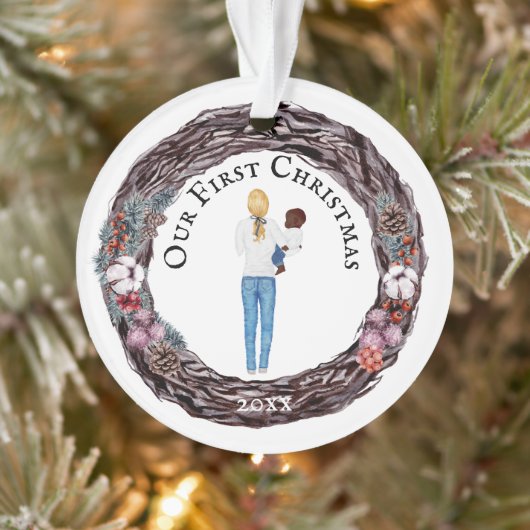 Eerste Kerstmis blonde mama baby PHOTO Ornament (Boom)
