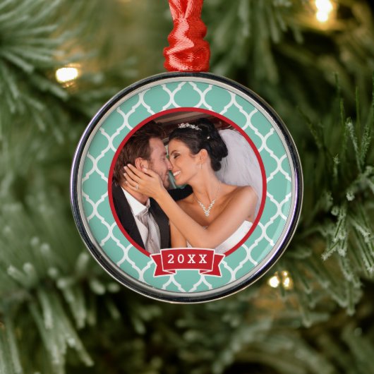Eerste Kerstmis bruiloft Keepsake Foto Ornament (Boom)