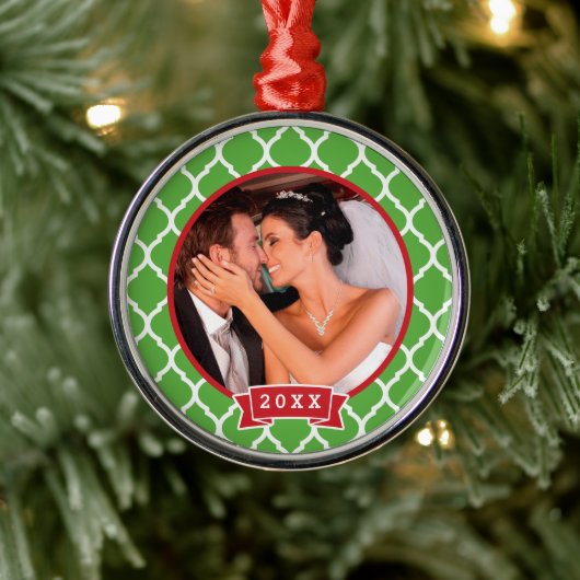 Eerste Kerstmis bruiloft Keepsake Foto Ornament (Boom)