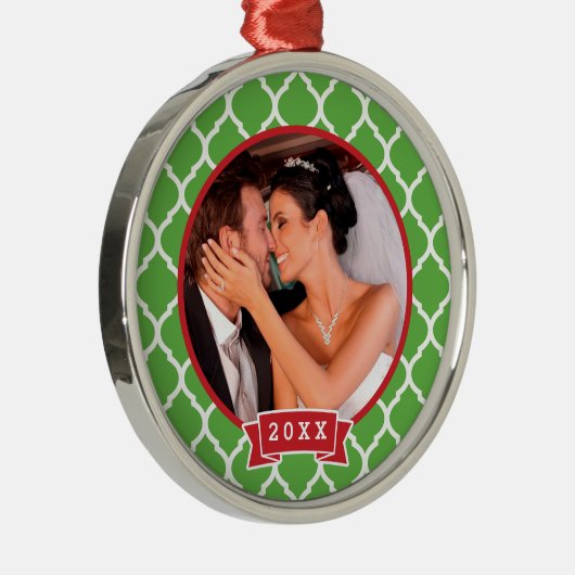 Eerste Kerstmis bruiloft Keepsake Foto Ornament (Rechts)