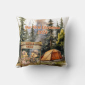 Eerste Kerstmis Buitenlustig Koppel Nieuwgetrouwd Kussen (Achterkant)